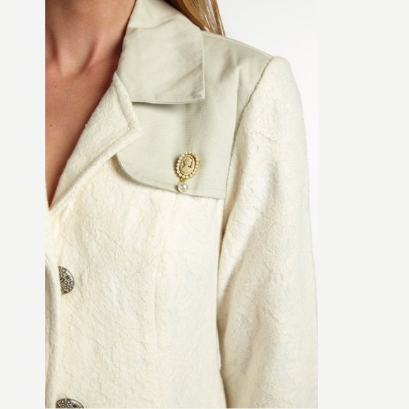 Aratta Jordan B Coat NWT • Large • Lace Long Sleeve Belt Pockets White Fall - Picture 4 of 7